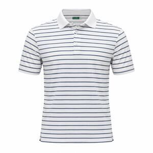 Ben Hogan Mens Golf Polo Shirt White Blue Striped Performance Large